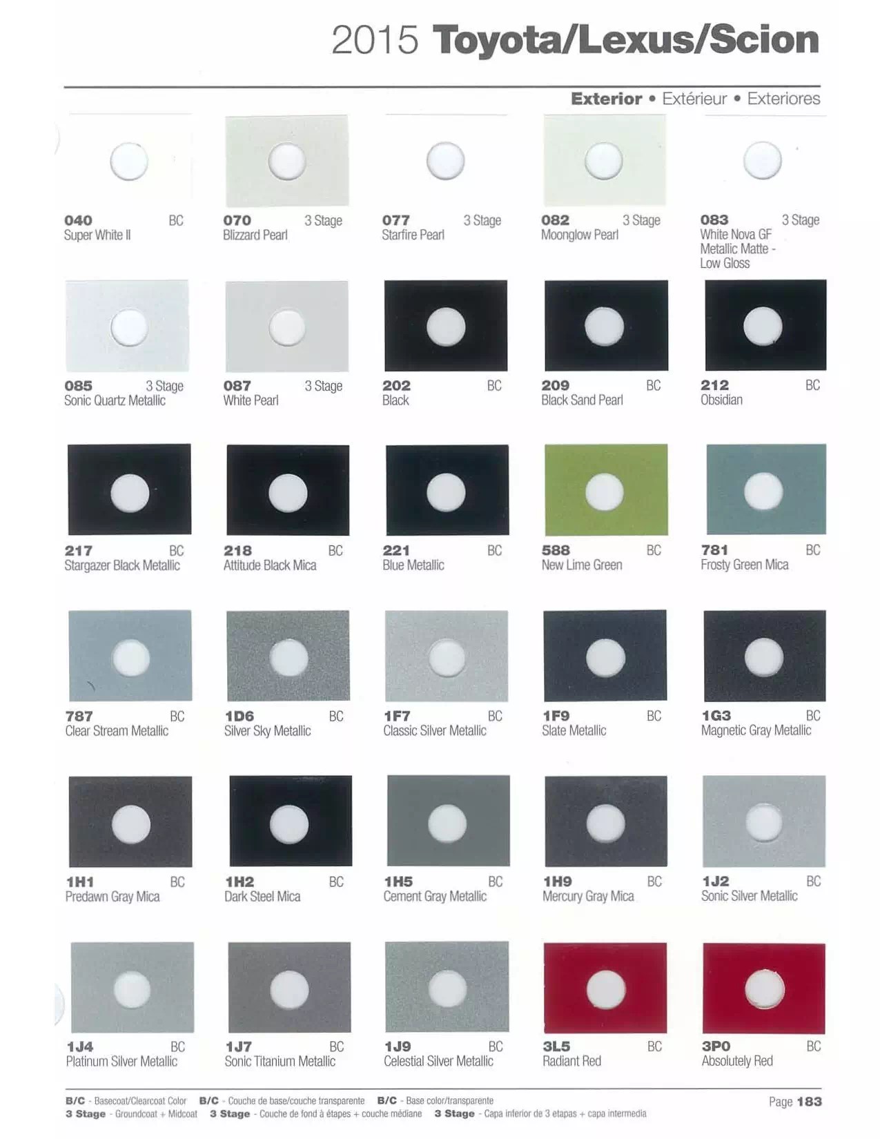 2015 Toyota Paint Codes