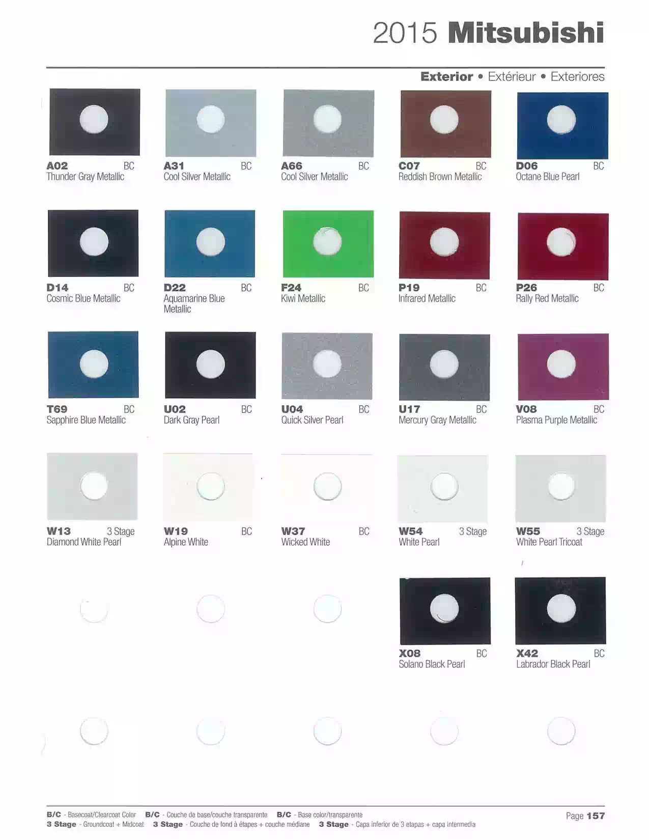 2015 Mitsubishi Paint Codes & Color Charts