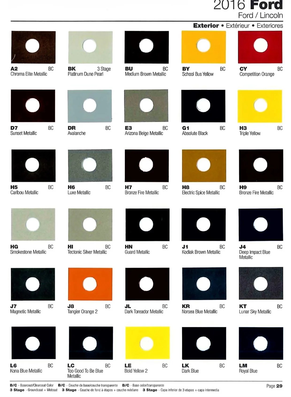 2016 Ford and Lincoln Paint Codes & Color Charts