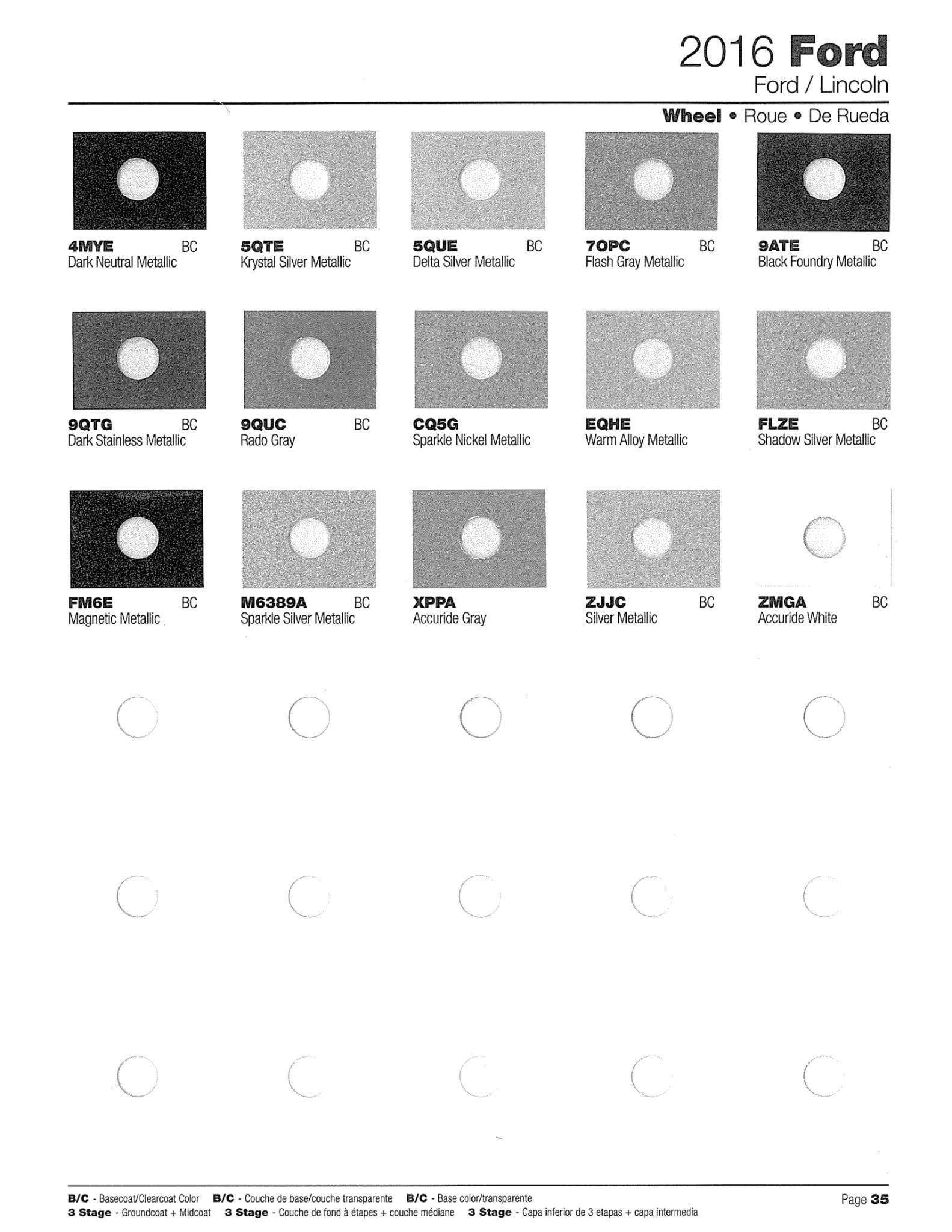 2016 Ford and Lincoln Paint Codes & Color Charts
