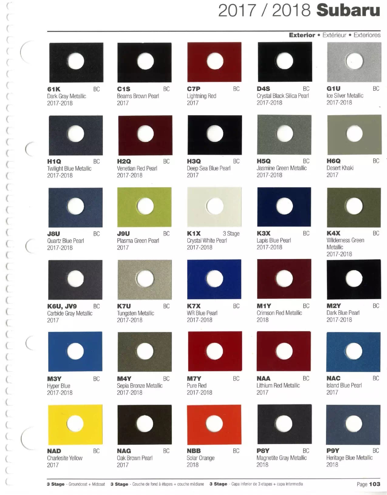 2018 Subaru Paint Codes & Color Charts