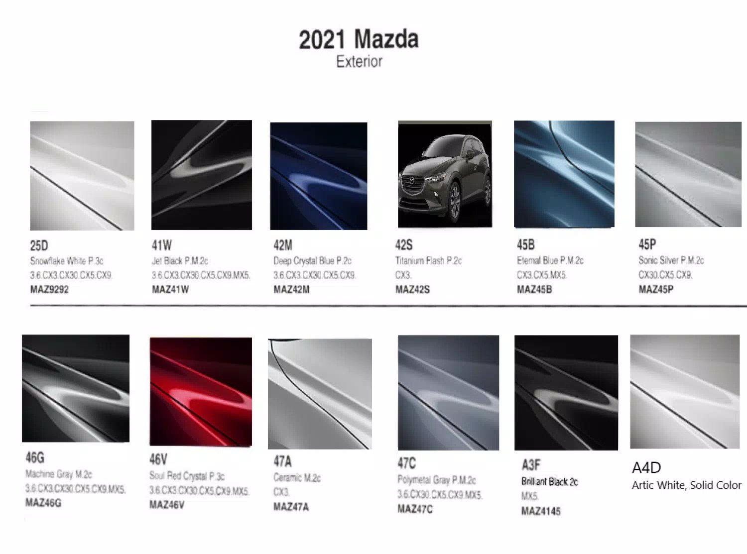Mazda Paint Codes & Color Charts