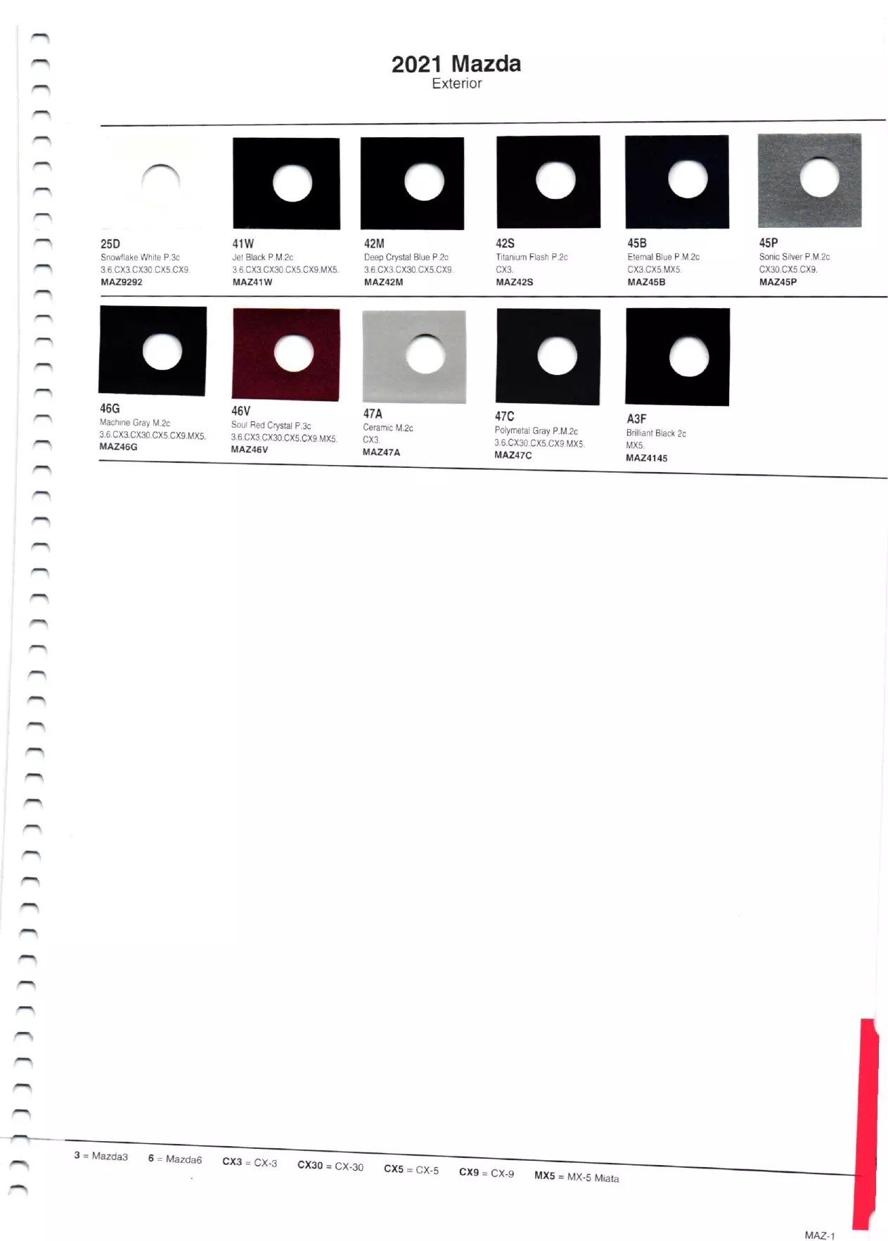 2021 Mazda Paint Codes & Color Charts