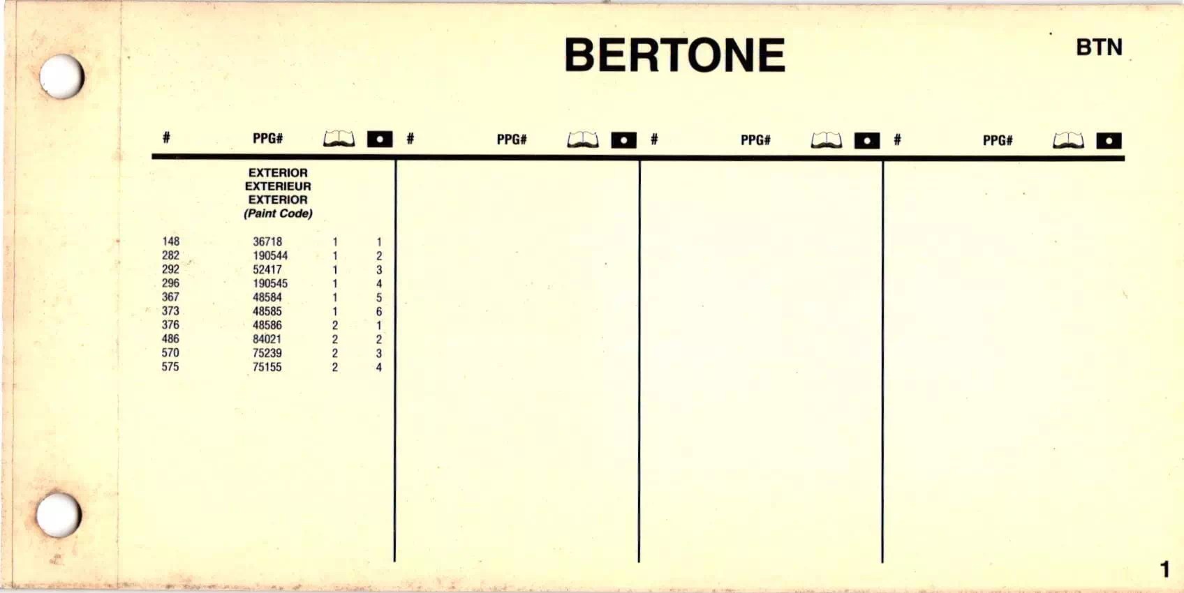 Bertone Paint Codes & Color Charts