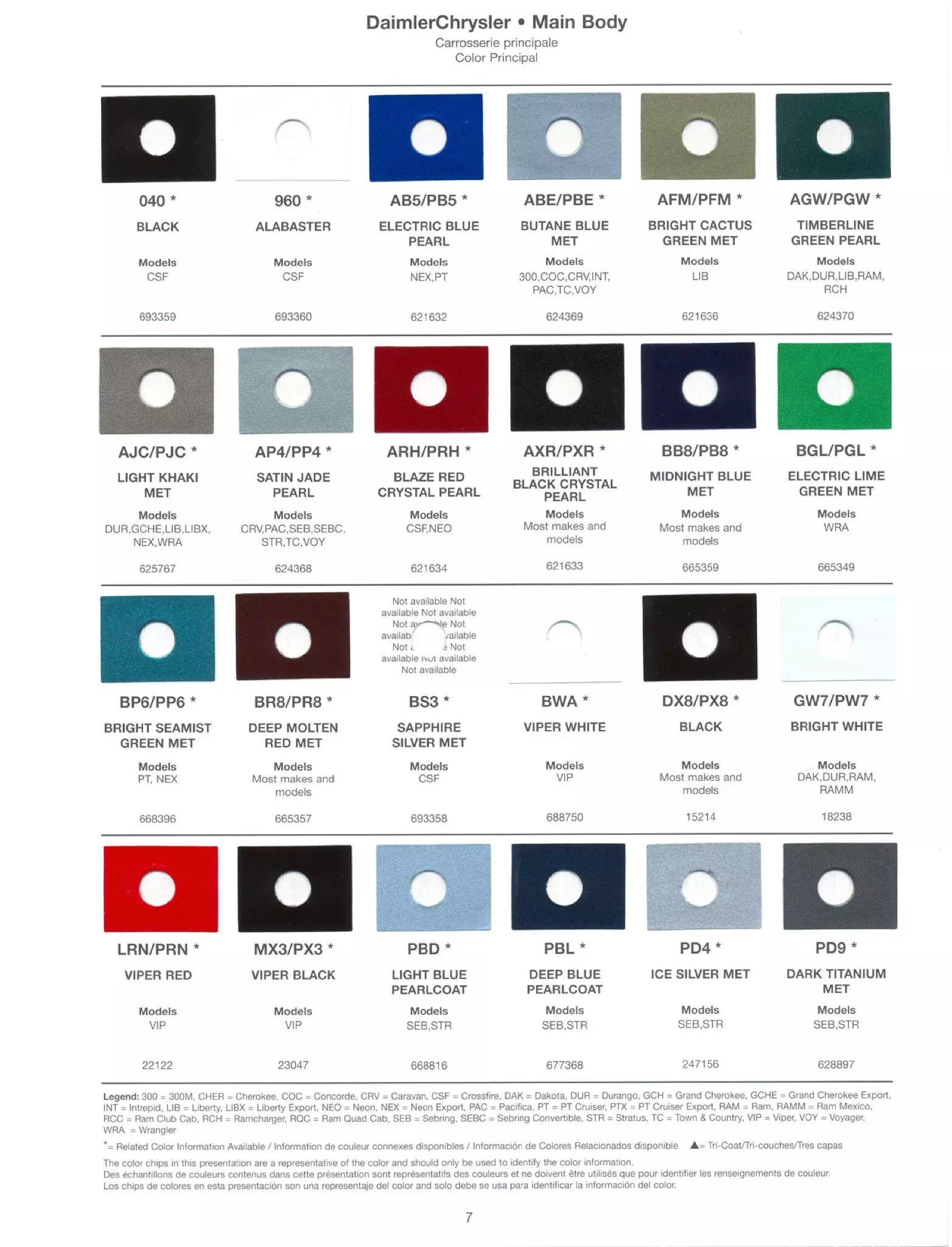 2004 Stellantis Paint Codes & Color Charts