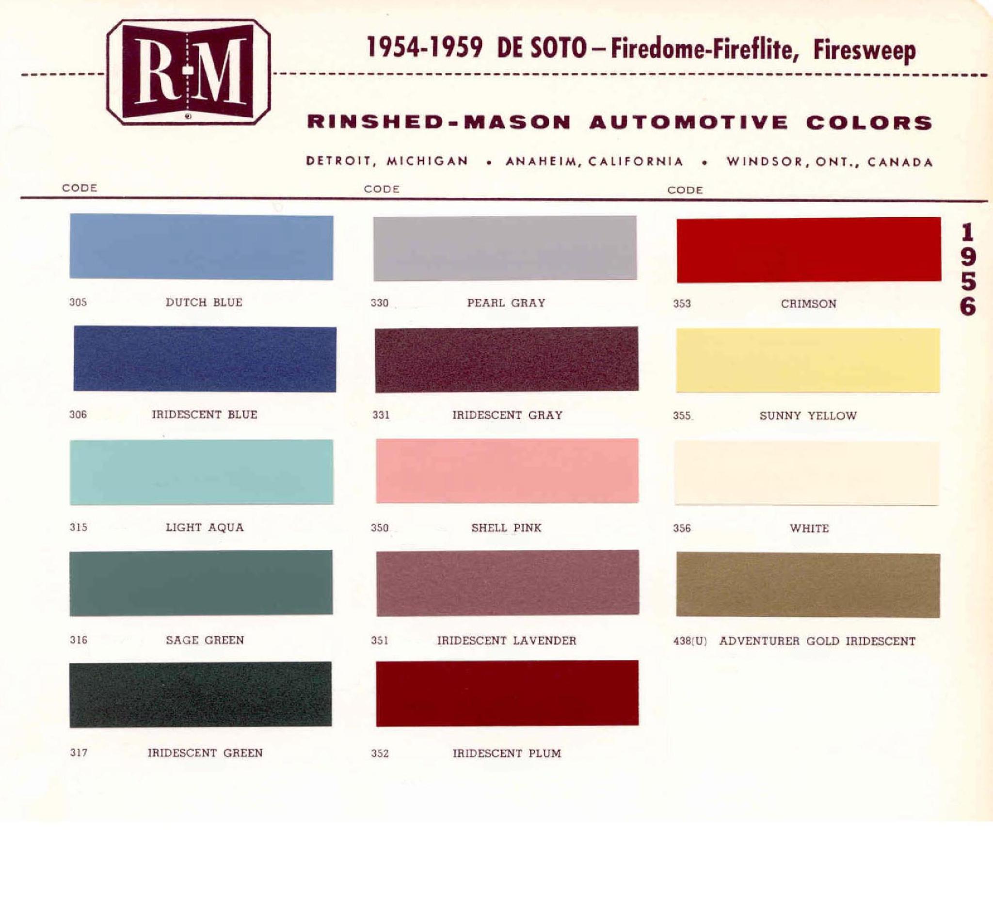 De Soto Paint Codes & Color Charts