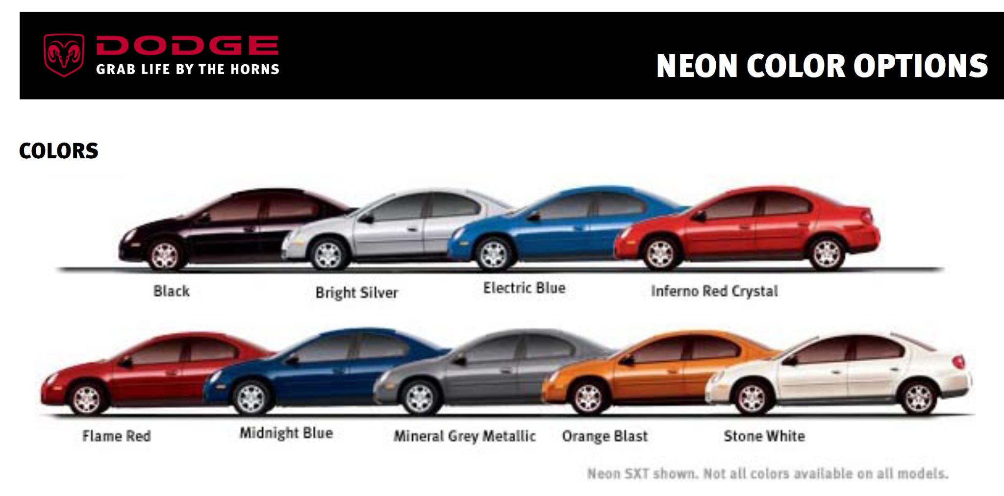 Dodge Neon Paint Codes & Color Charts