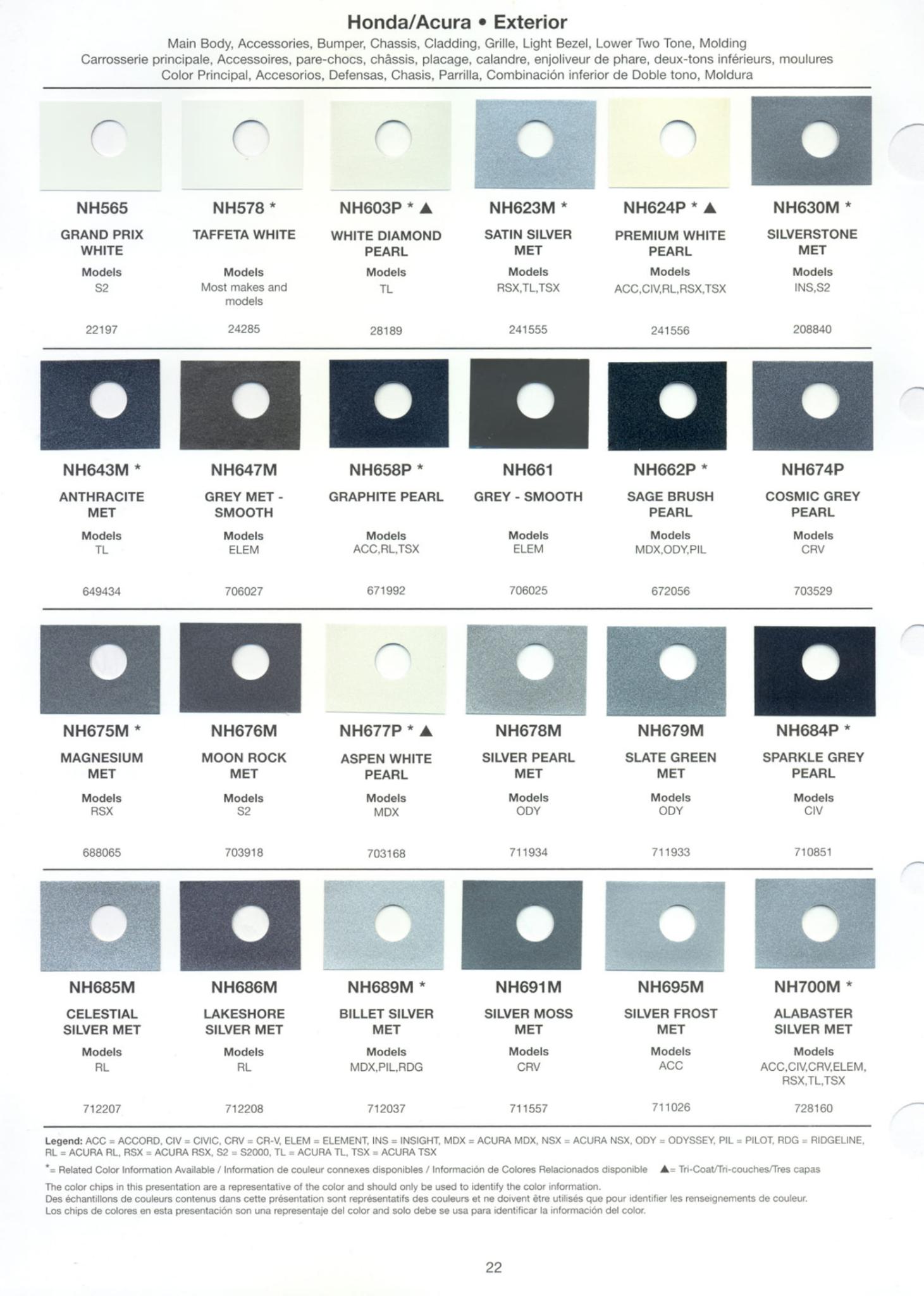 Honda Paint Codes & Color Charts