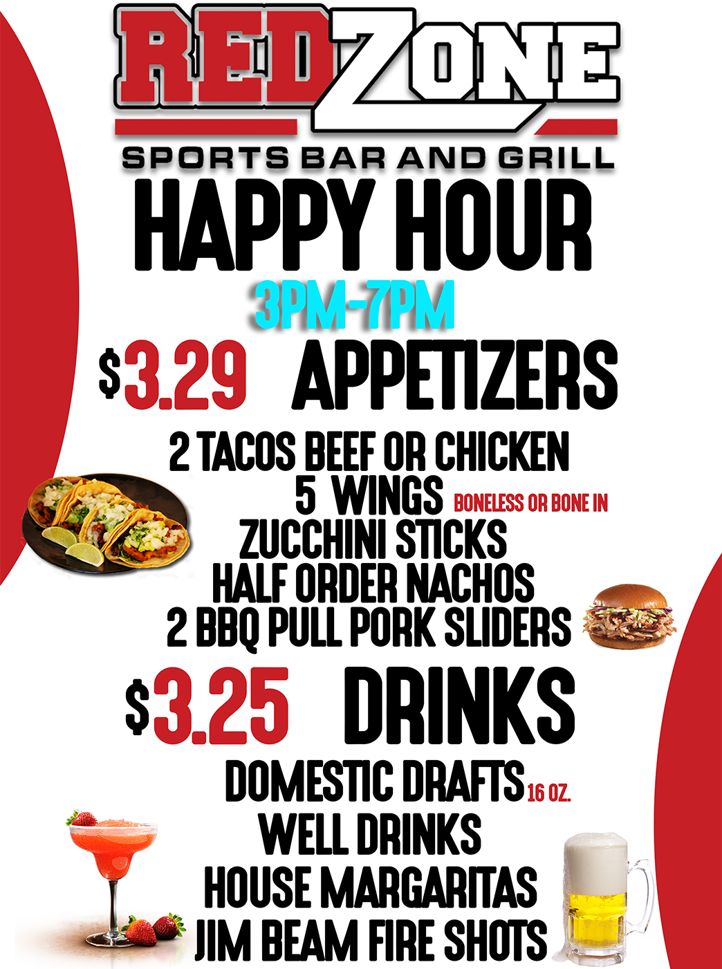 Red Zone Bar and Grill Digital Menu Screen Servicing Corona, California