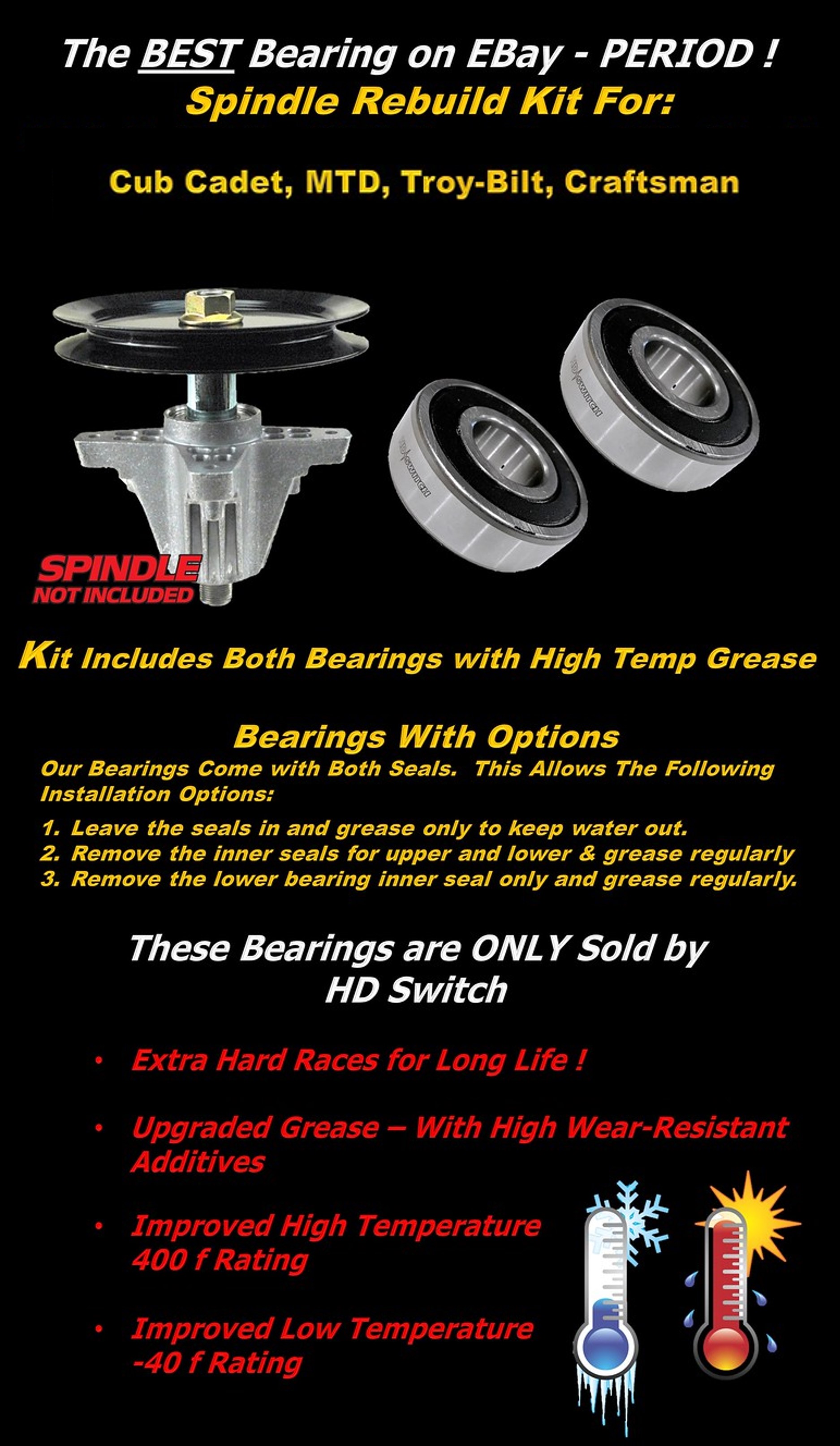 (1 Kit) Spindle Bearing Kit for TroyBilt Super Bronco 46 XP & 46 Hydro