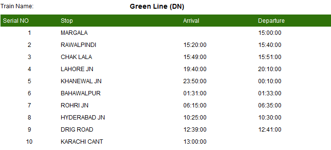 Green Line Train Ticket Price Fares Online Booking Reservation
