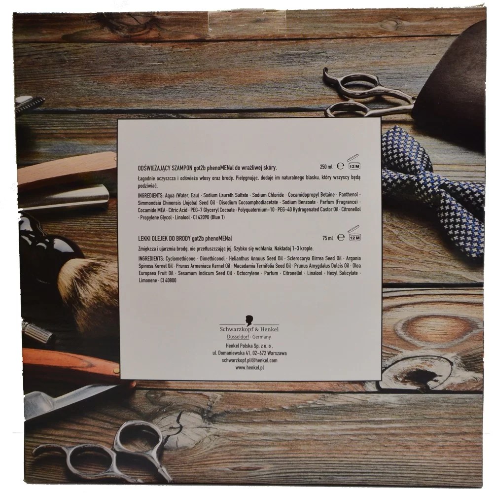 Schwarzkopf Got2B SH 250ml Plus Beard CN Oil 75ml For Men Phenomenal