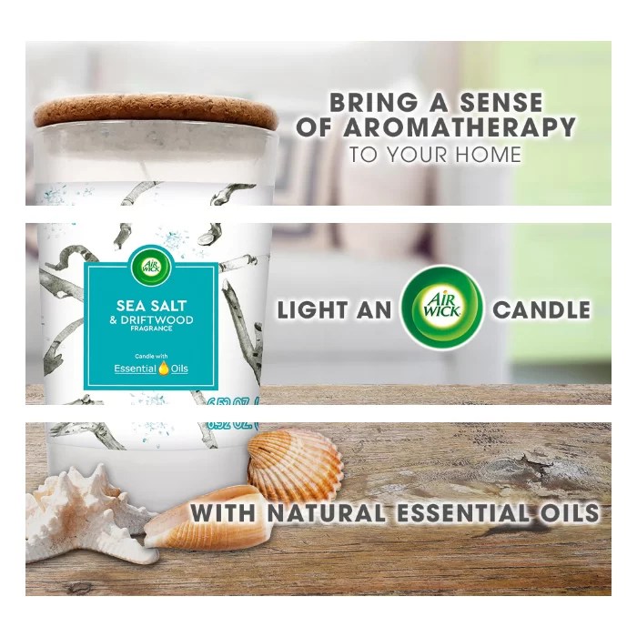 Air Wick Candle 185g Sea Salt and Driftwood Head2Toes Beauty Store UAE