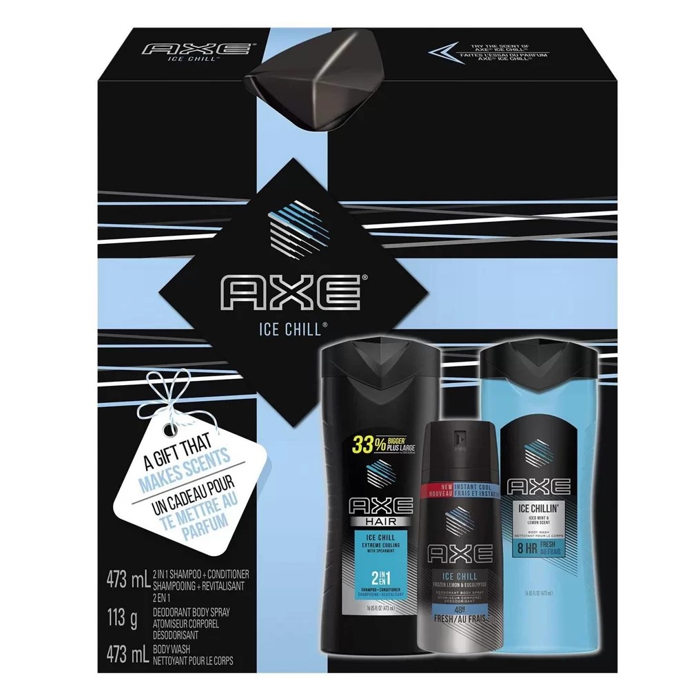 AXE Gift Set Ice Chill Body Wash 473ml Body Spray 113g Shampoo and Conditioner 473ml Head2Toes