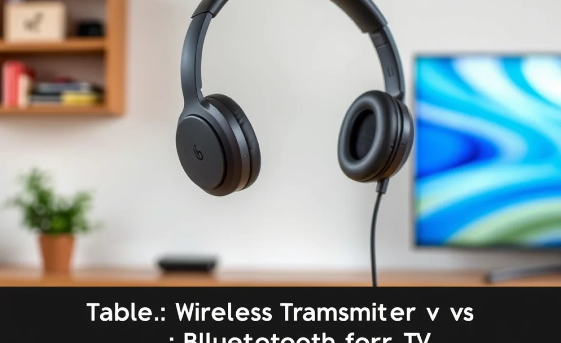 Table: Wireless Transmitter vs. Bluetooth for TV