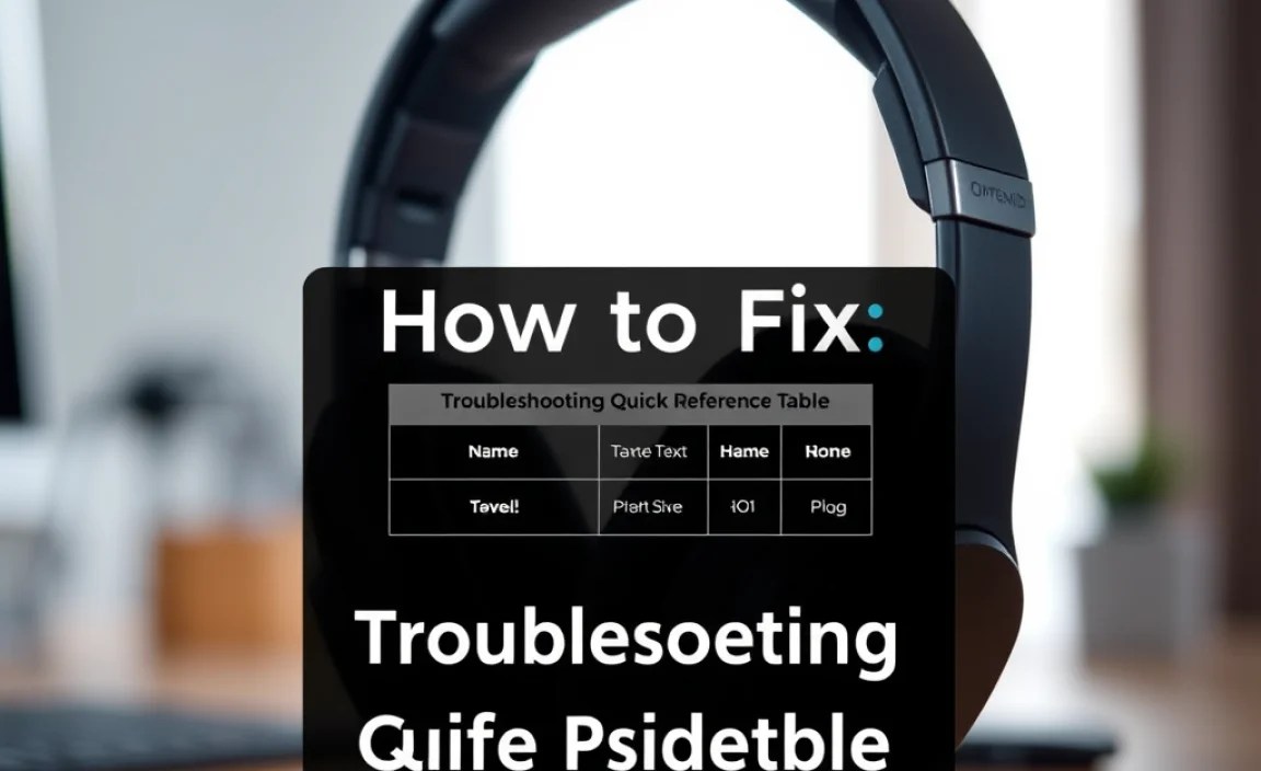 Troubleshooting Quick Reference Table