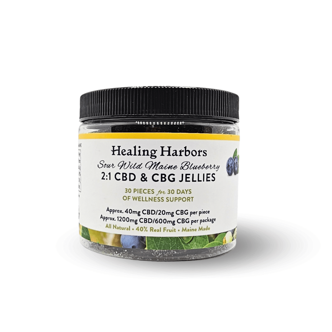 CBD & CBG Jellies Sour Wild Maine Blueberry (30 count) Healing Harbors