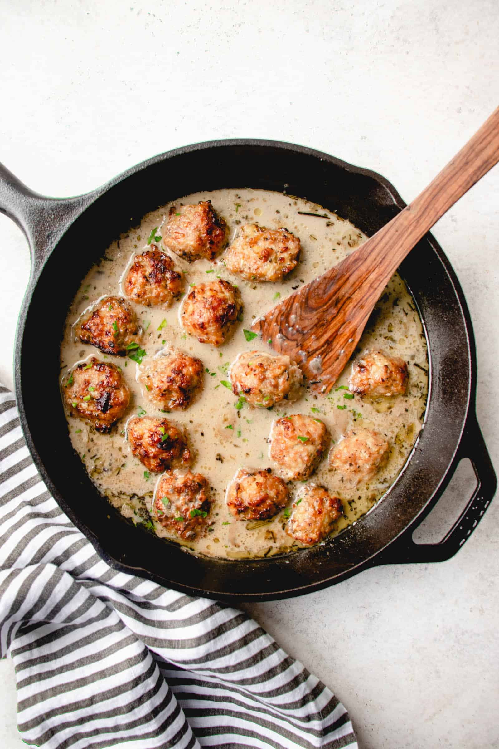 Chicken Meatballs in Creamy Mushroom Sauce (AIP)• Heal Me Delicious