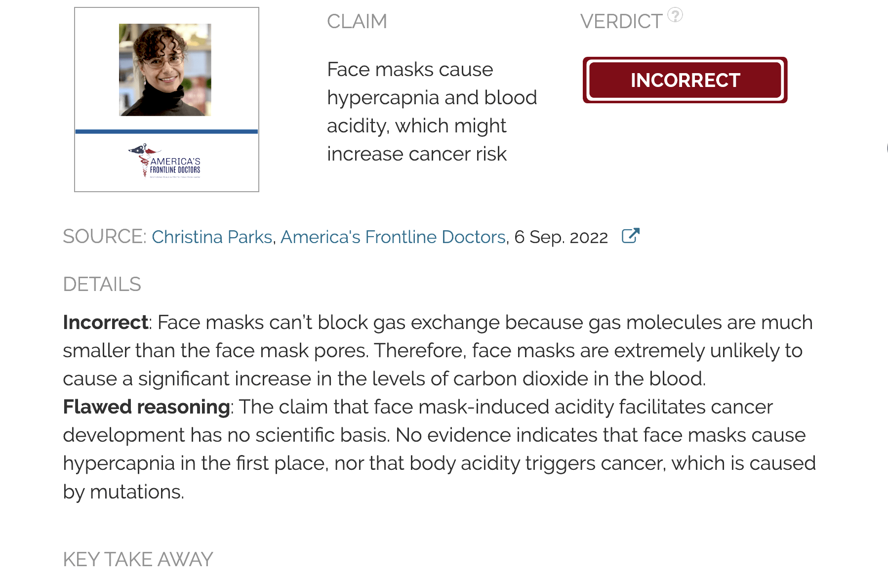Face masks don’t cause hypercapnia or blood acidity; no evidence
