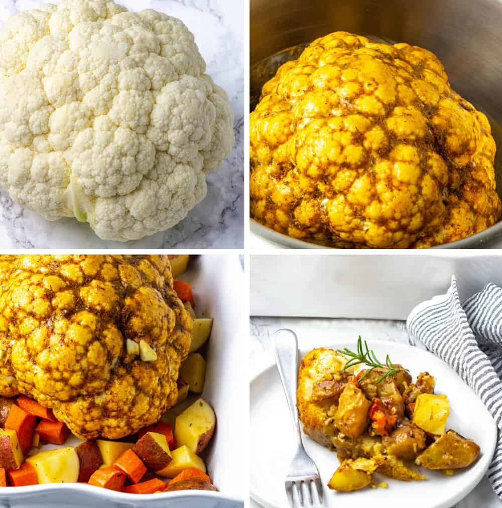 Whole Roasted Cauliflower Healthier Steps