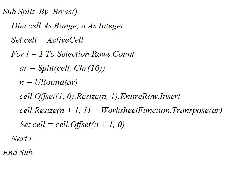 Line break character in Excel. How to make a line break in an Excel