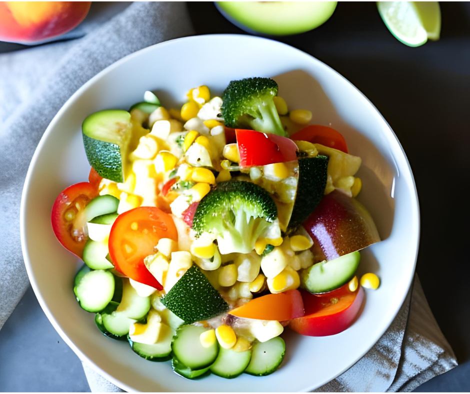 Peaches and Cream Corn Salad with a Twist