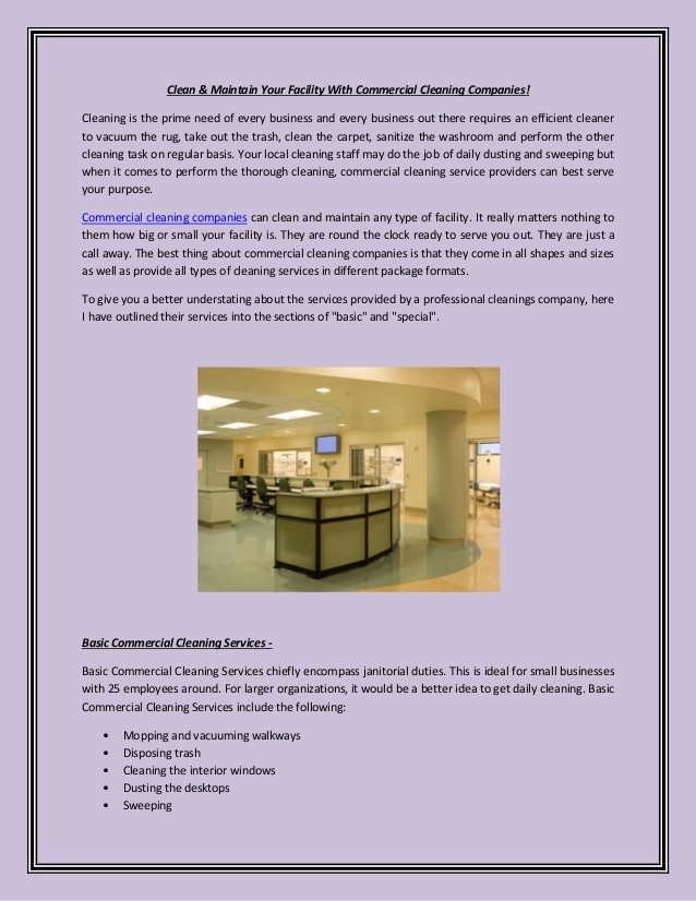 Understanding the Commercial Cleaning Job Description Healthy Child