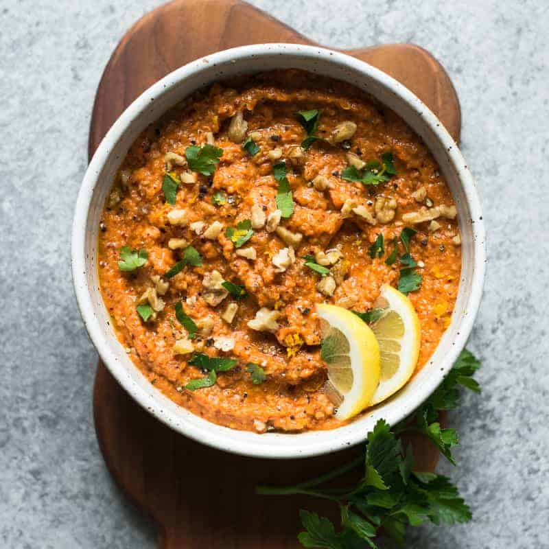 Muhammara (Syrian Red Pepper & Walnut Dip) Healthy Nibbles