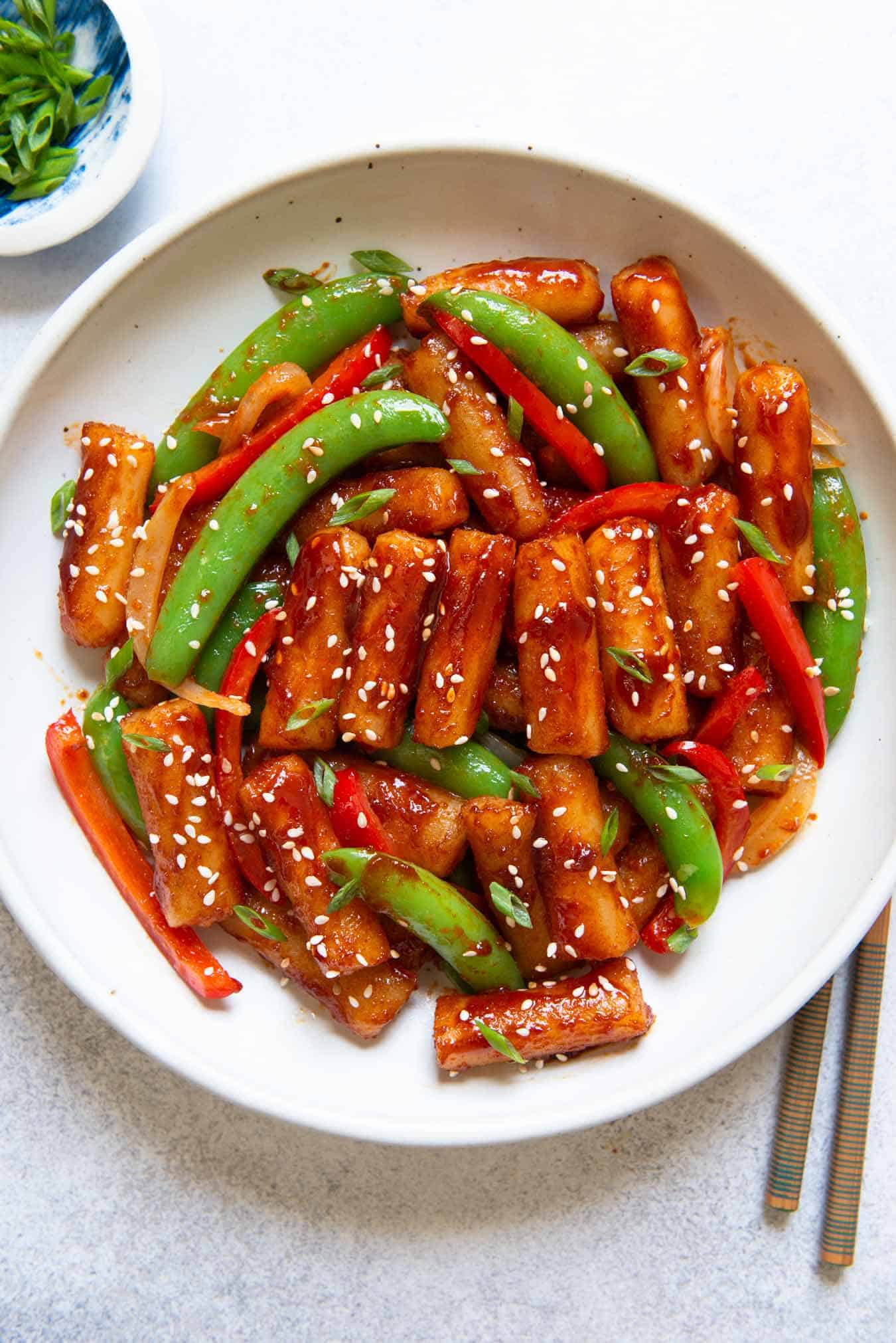 Stir Fried Spicy Rice Cakes (Vegan) Healthy Nibbles by Lisa Lin by