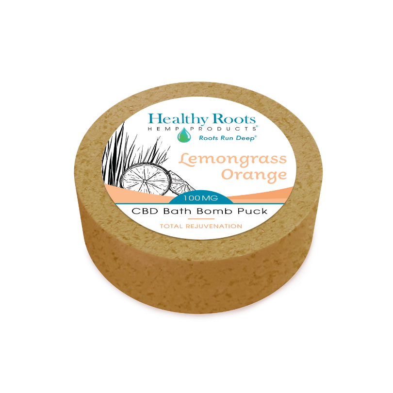 CBD Bath Bomb Puck 100mg Lemongrass Orange Healthy Roots Hemp