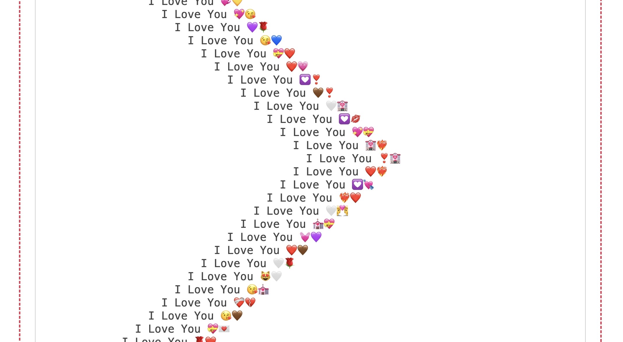 I Love You Scrolling Text - Percent and Hearts (1000 Times)