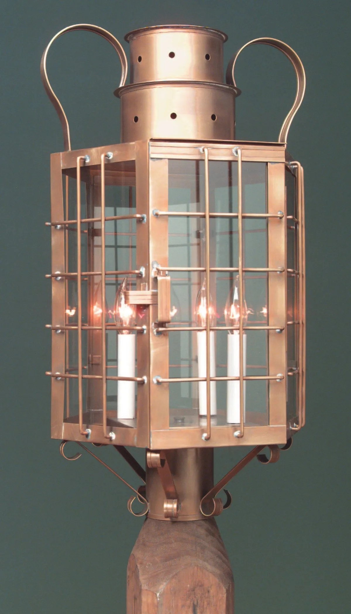 Solid Brass Post Light Outdoor Coastal Style Lighting