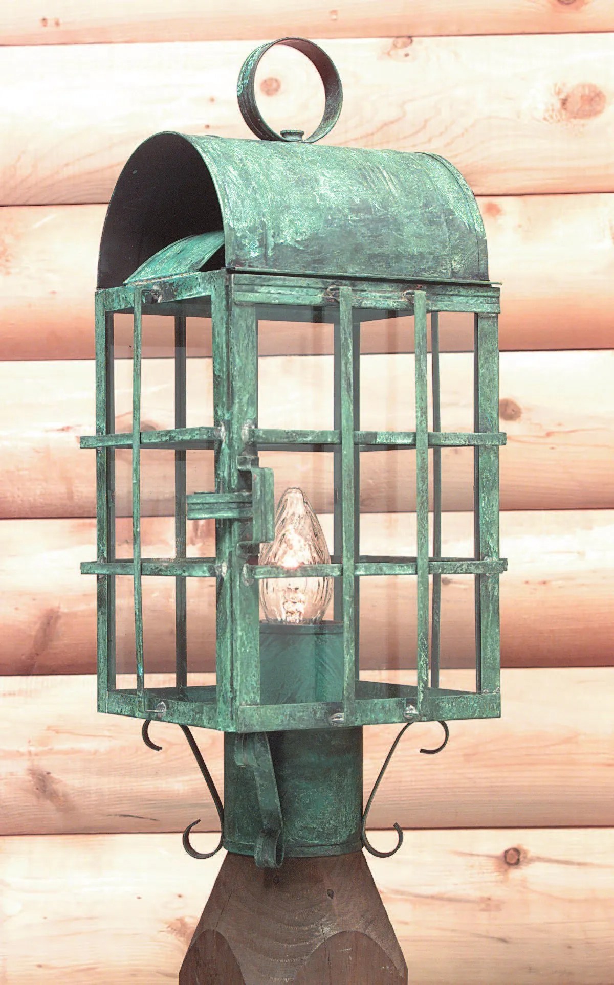 Outdoor Post Lanterns Rustic Log Home Driveway Lighting