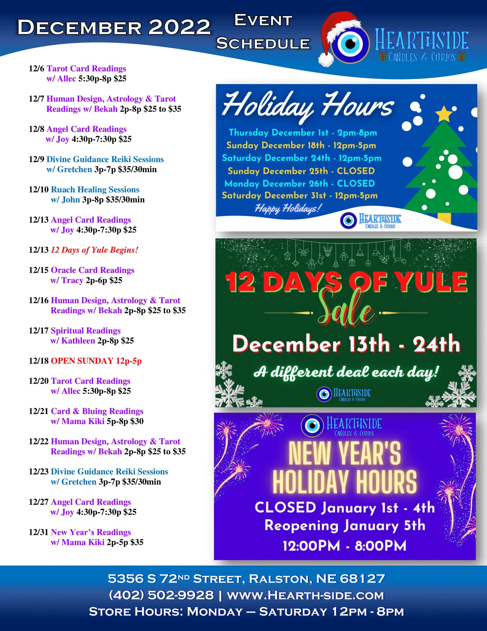 InStore Readers & Events Hearthside Candles & Curios