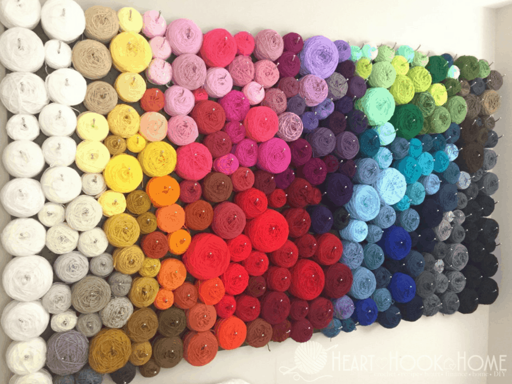 Inexpensive and Easy Yarn Organization Wall