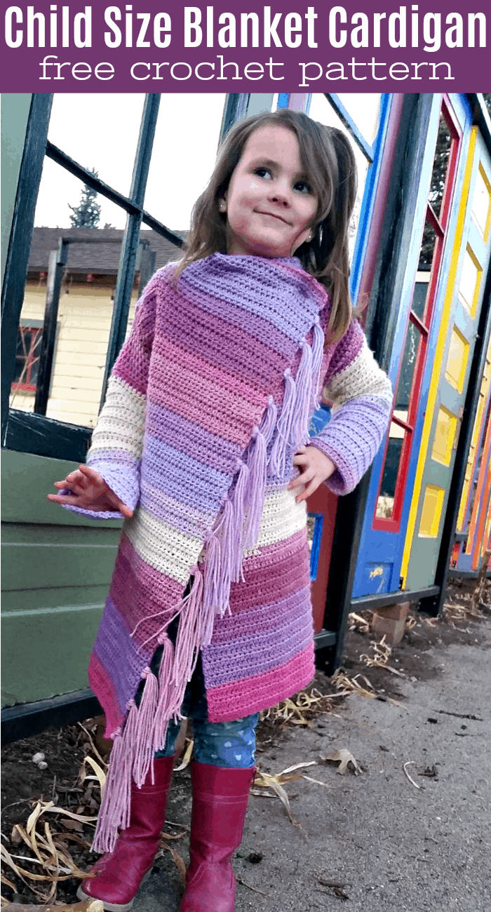 Child Size Blanket Cardigan Free Crochet Pattern Size 6/8