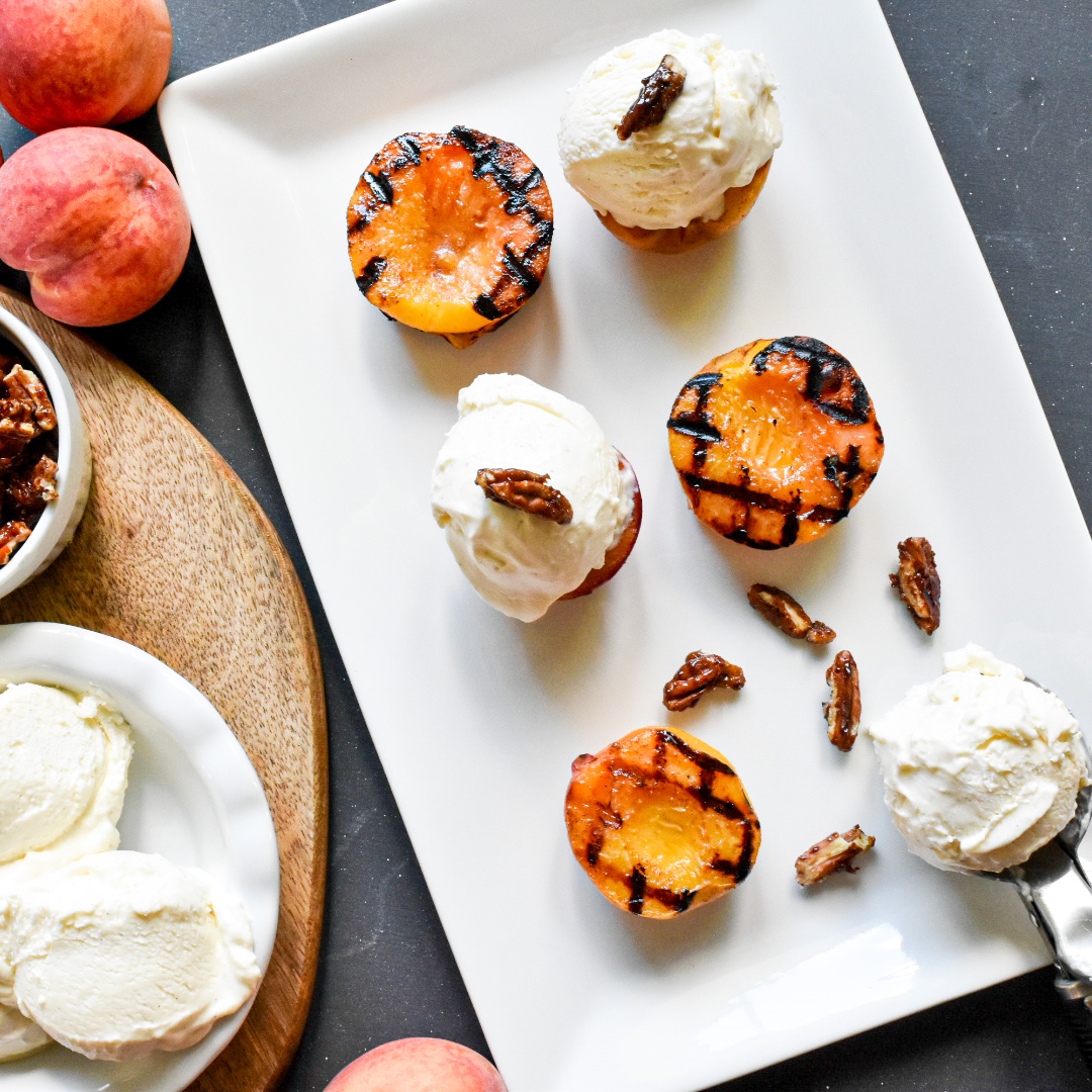 Grilled Peaches & Vanilla Bean Mascarpone Ice Cream Heatherlea Farm