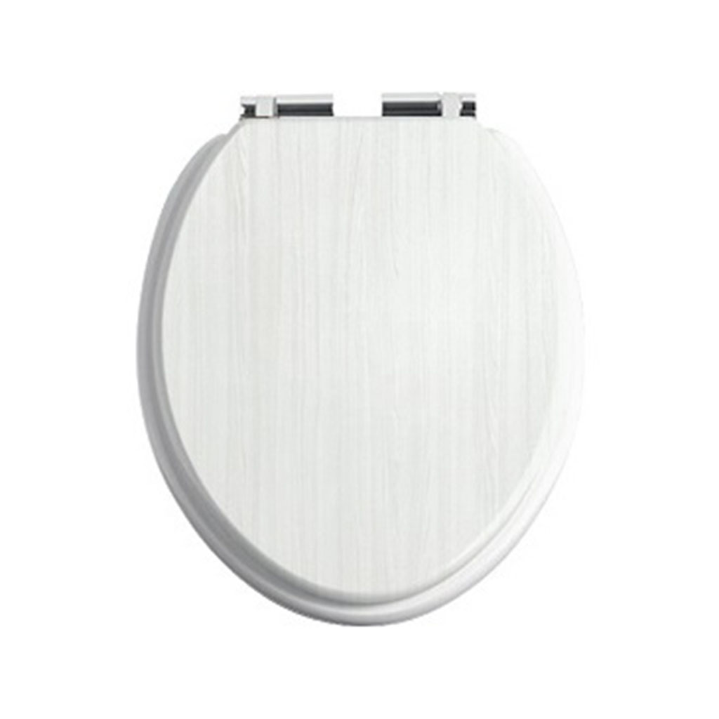 Heritage White Ash Toilet Seat with Soft Close Chrome Hinges