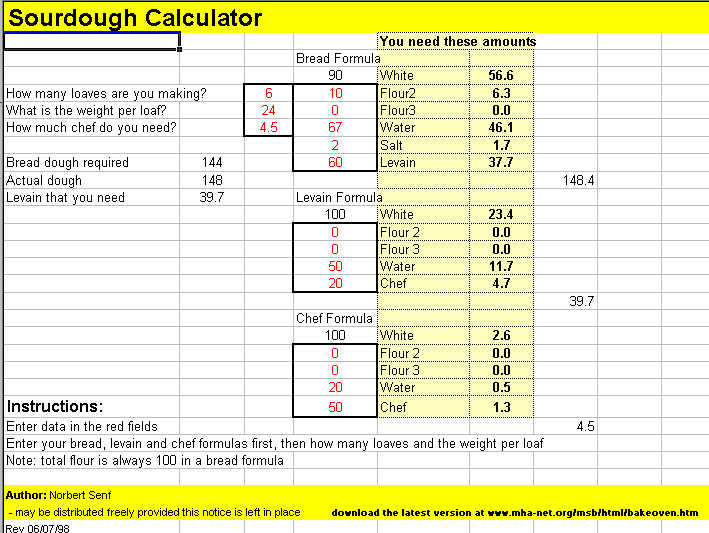 Sourdough Calculator