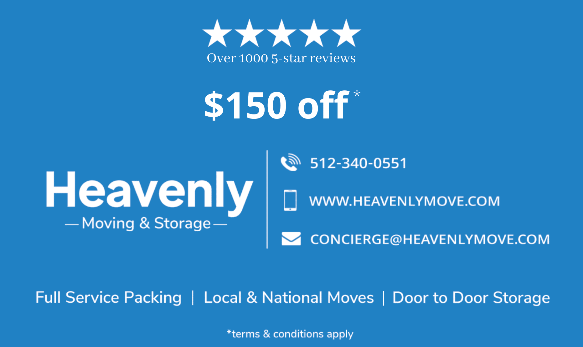 Heavenly Moving and Storage VIP Coupon Heavenly Moving and Storage