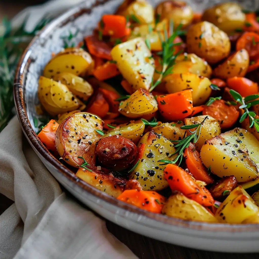 Savory Garlic Herb Roasted Potatoes, Carrots, and Zucchini