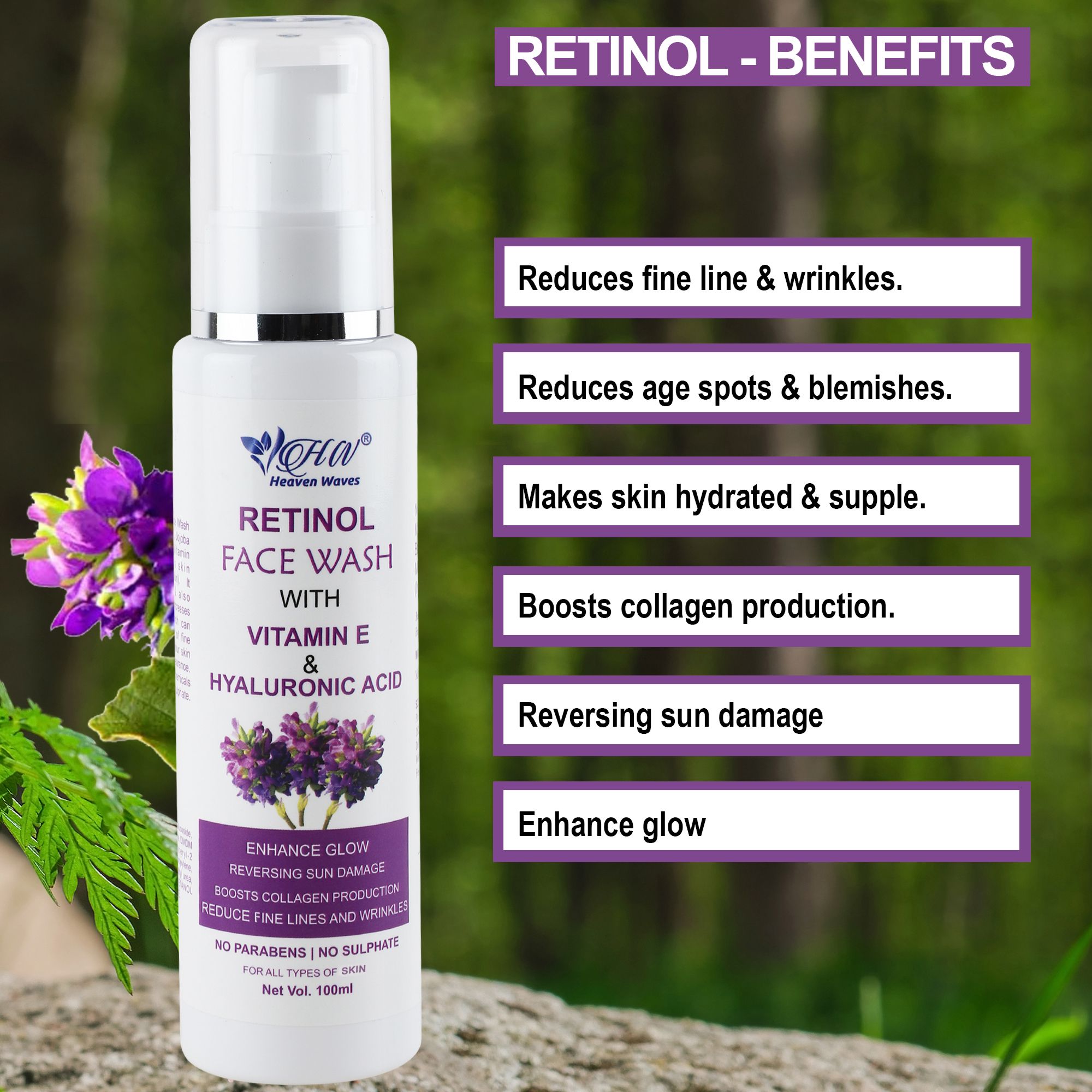 Retinol Skin Glowing Face Wash 100 ml Heavenwaves