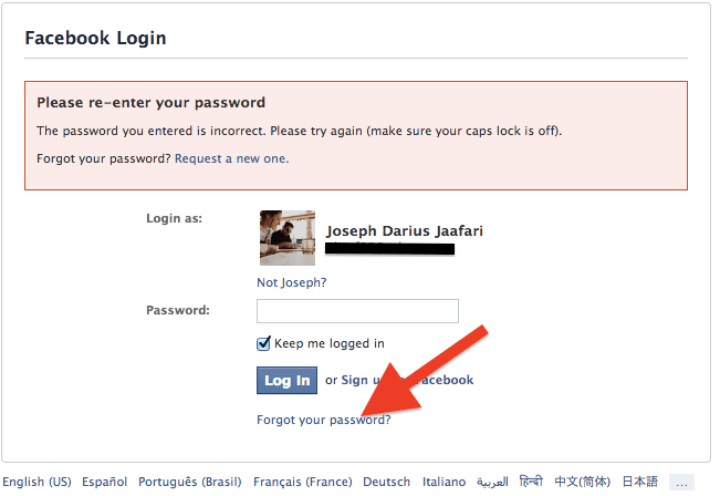 Facebook Forgot Password Code Login Information,.
