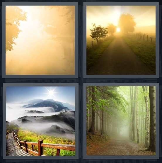 4 Pics 1 Word Answer for Fog, Foggy, Mountain, Mist