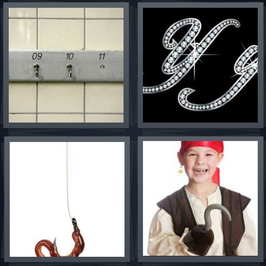 4 Pics 1 Word Answer for Hanger, Y, Bait, Pirate