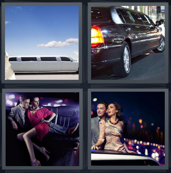 4 Pics 1 Word Answer for Stretch, Car, Leather, Sunroof