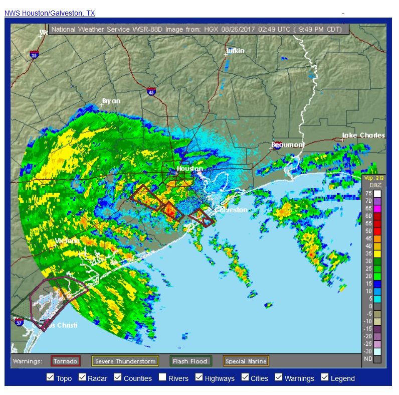 Hurricane Harvey Galveston Latest Forecast for August 25