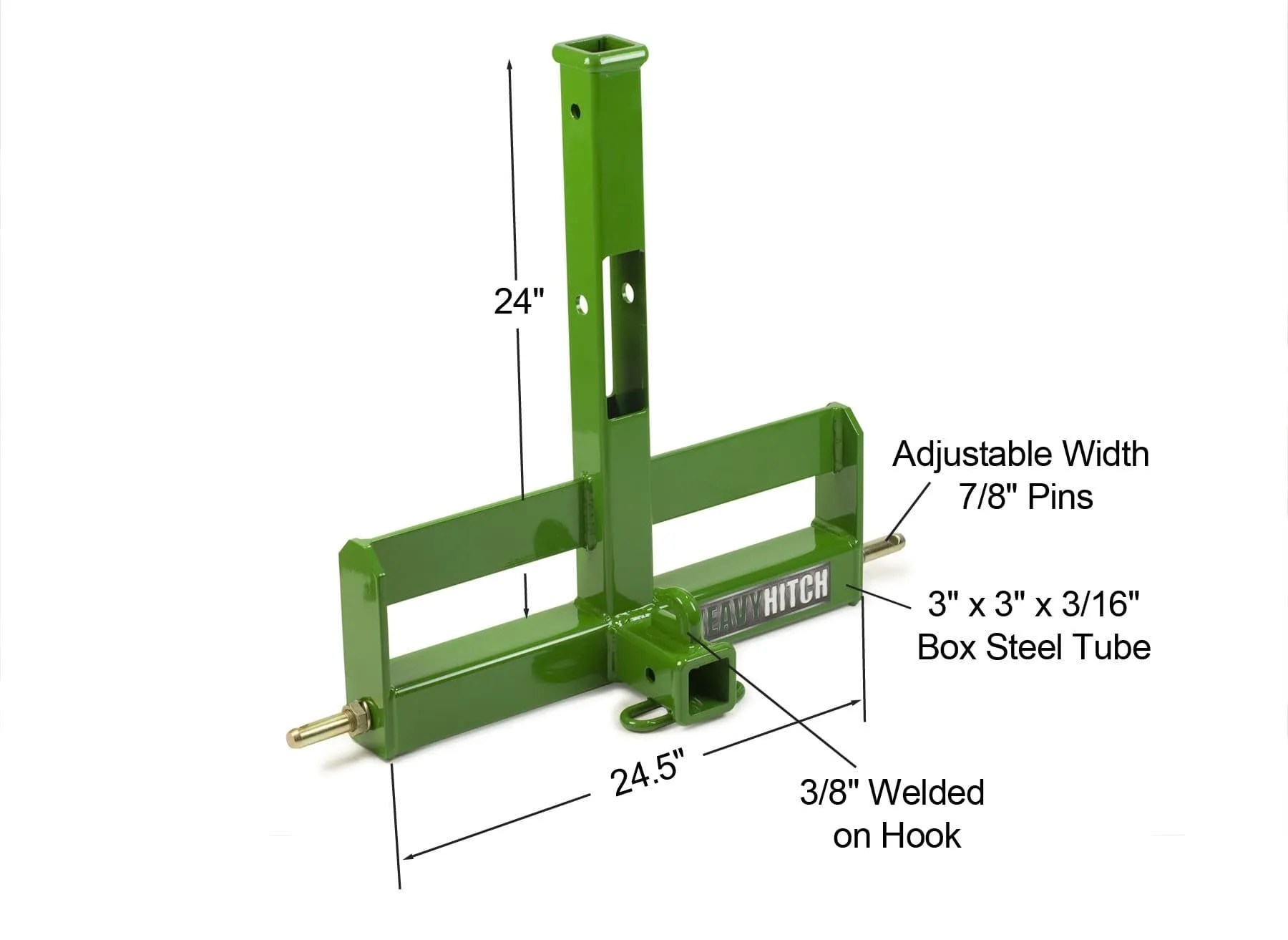 Category 1 Dual Receiver Hitch and Suitcase Weight Bracket for 3 Point