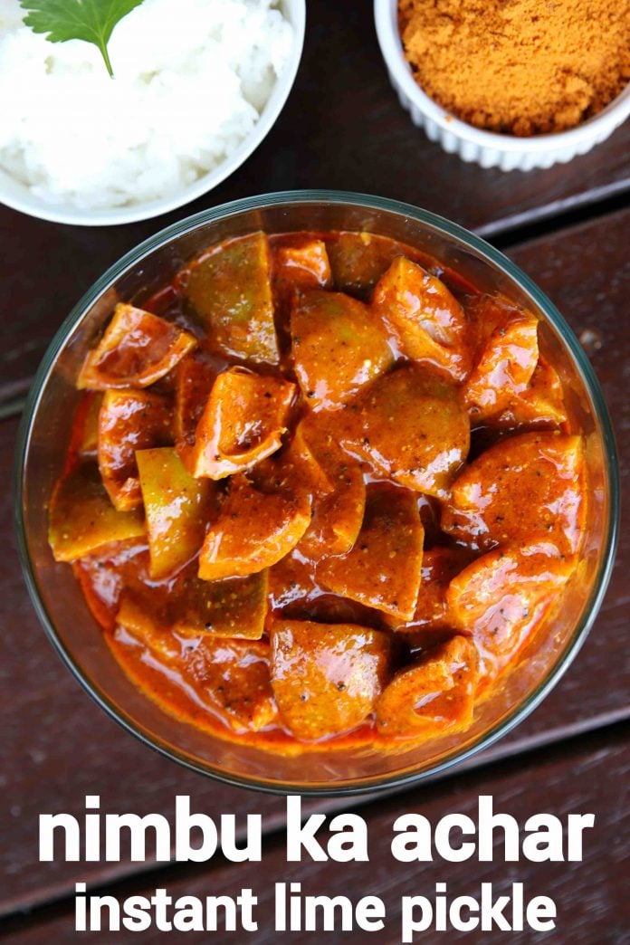 nimbu ka achar recipe instant lime pickle recipe nimbu achar