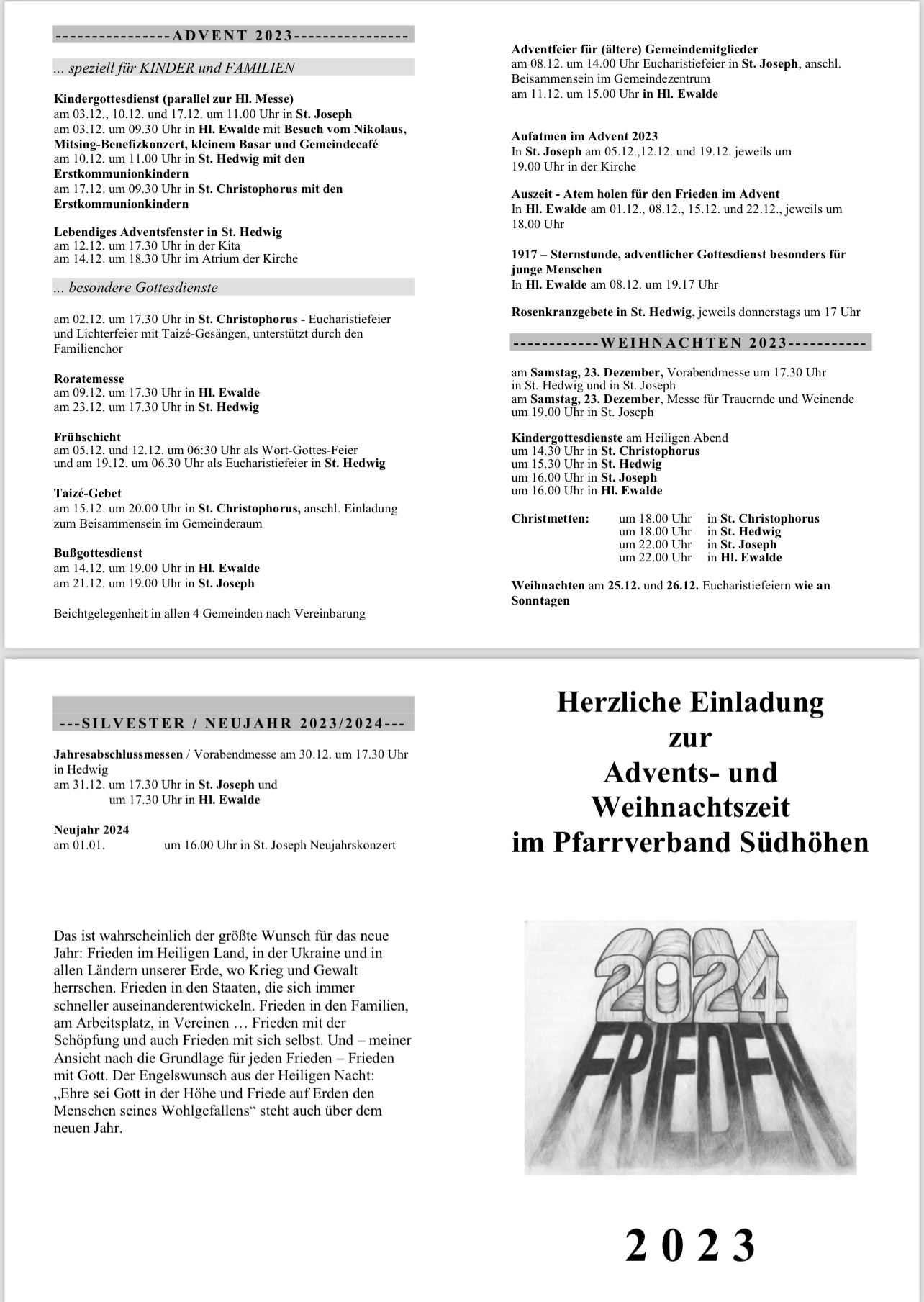 Pfarrgemeinde St. Hedwig Angebote, Aktivitäten, Kontakte der Gemeinde